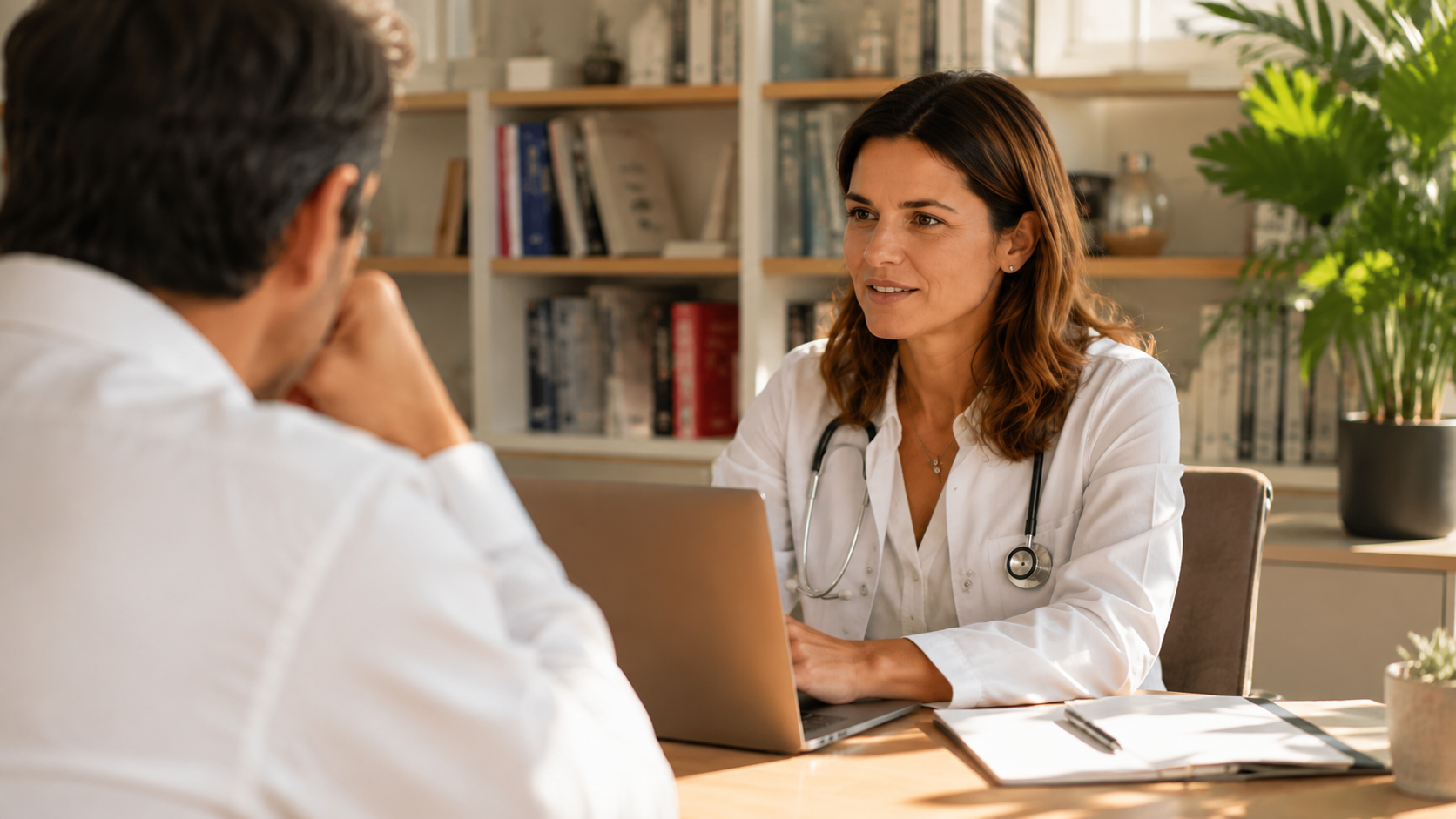 Une femme médecin en consultation professionnelle